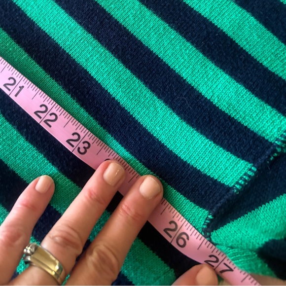 Like New  United Colors Of Benetton Navy and Green Striped pullover sweater. XL - Picture 6 of 6